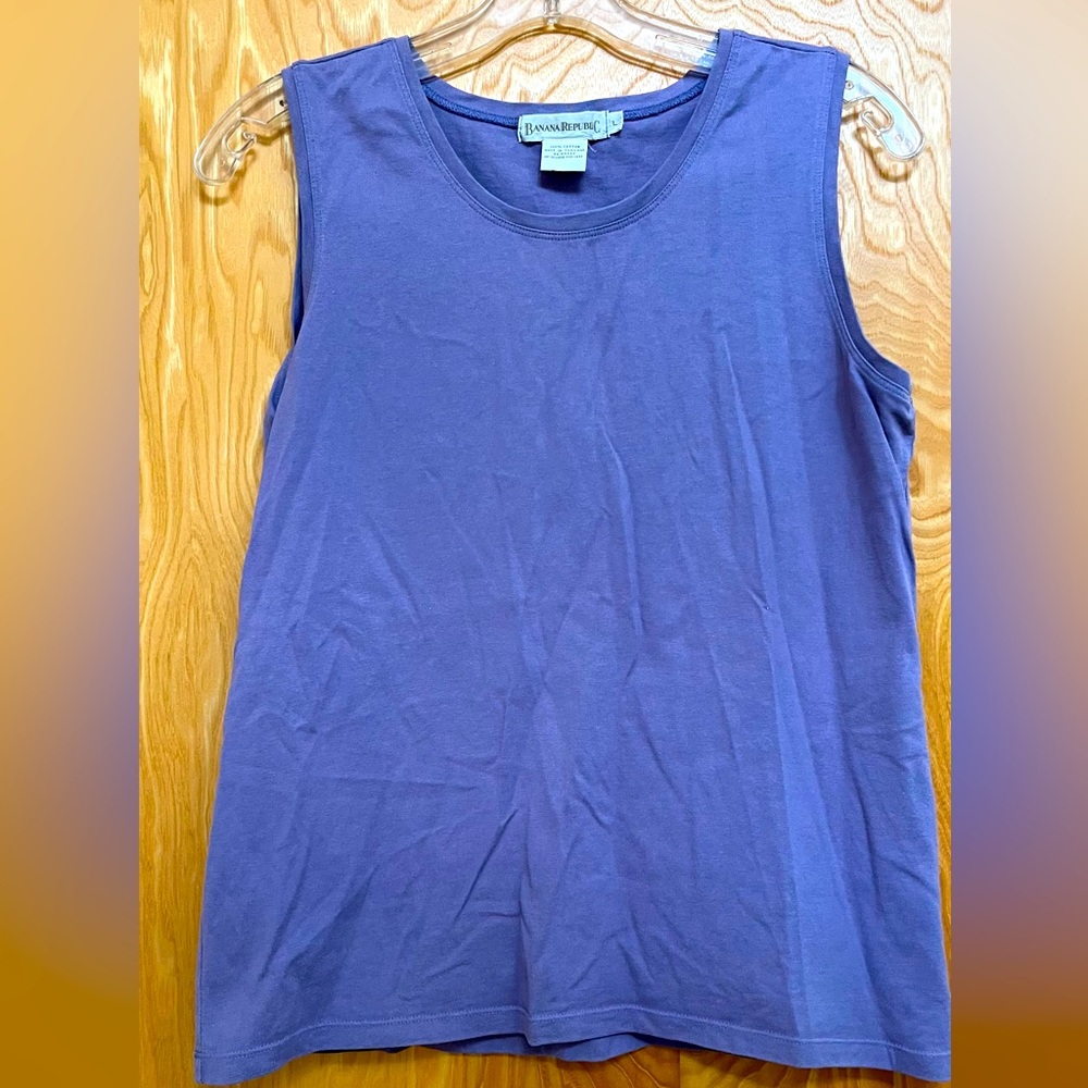 Vintage Banana Republic Sleeveless Purple Cotton Crewneck Tank Top Size Large
